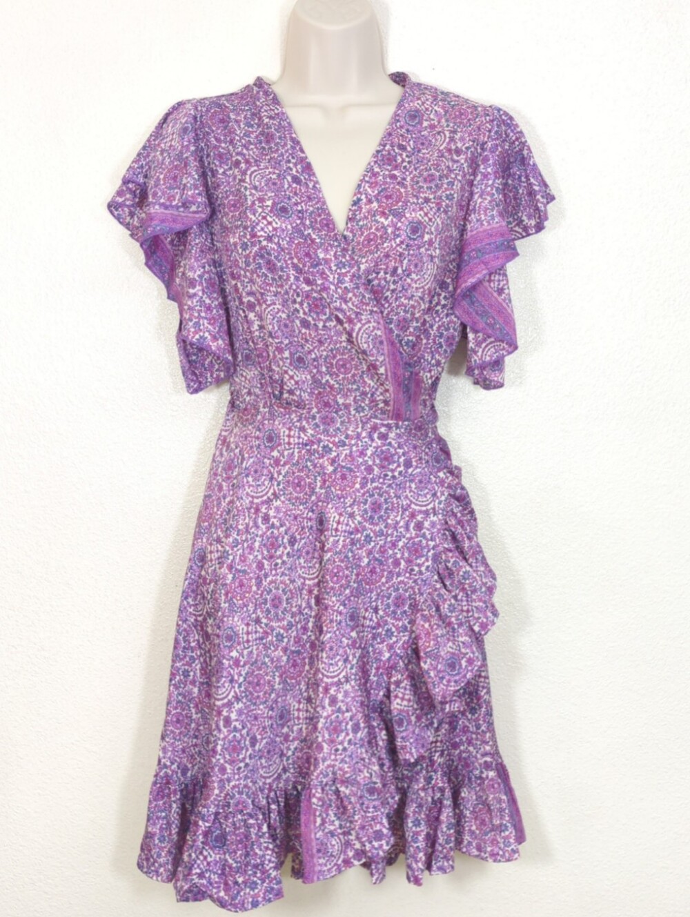 Perry Walker Collective Madi Flutter Silk Wrap Mini Dress